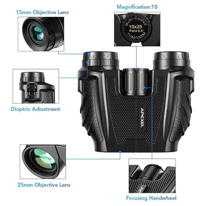APEXEL Teropong Binoculars Compact Zoom 10x25 - APL-PB10X25