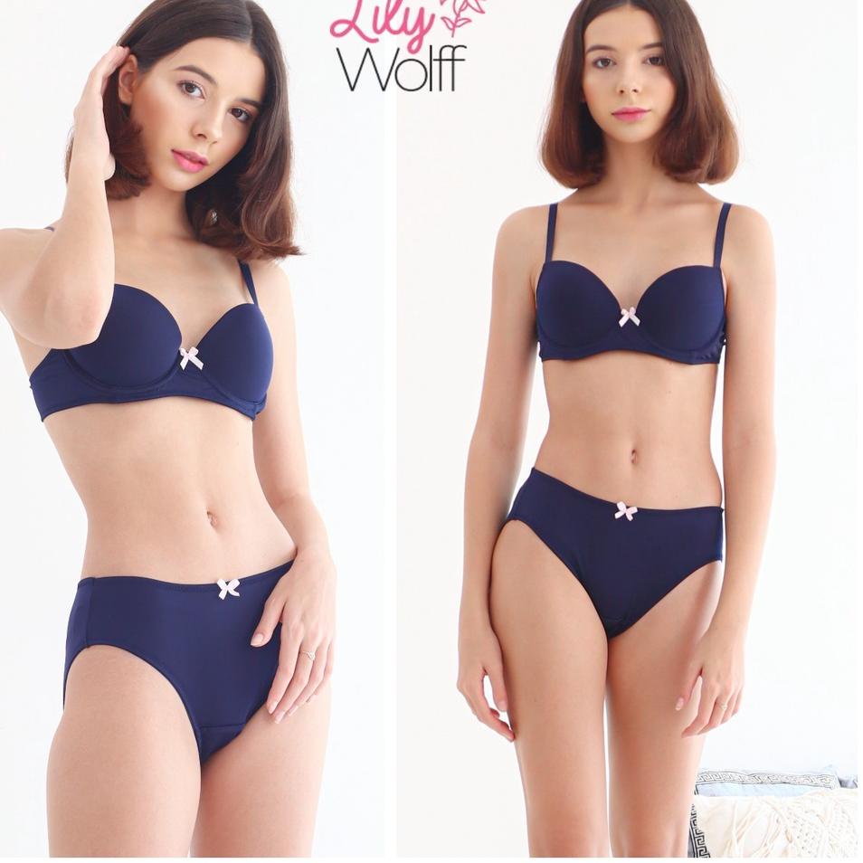 ▼ Bra Set Wanita Kawat Busa Tebal Sedang / Pakaian Dalam Underwear Motif Polos LILY WOLFF Lingerie L