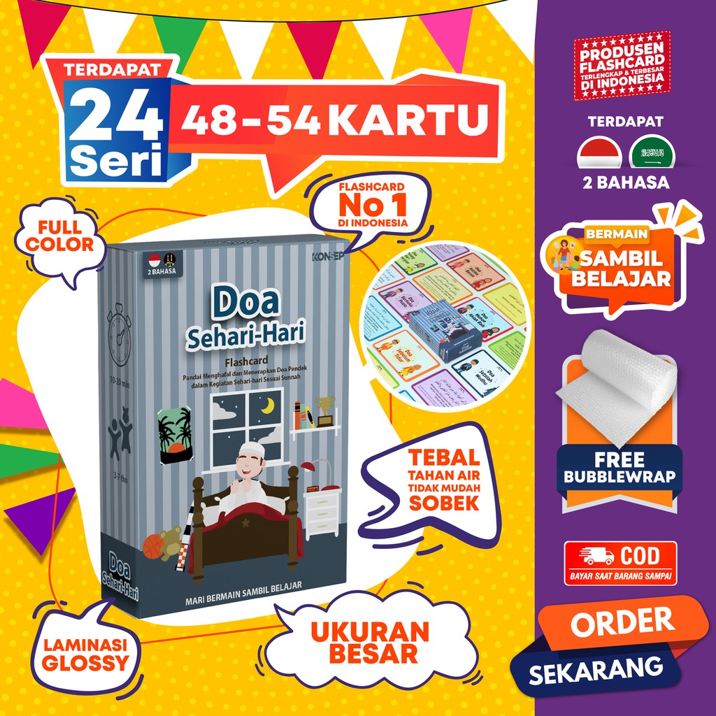 [1KG=10PCS] Konsep Flashcard Doa Sehari-Hari / Flash Card / Mainan Edukasi Kartu Pintar Anak