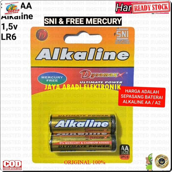 G529 ALKALINE  BATU BATERAI ORIGINAL AA 1.5V SEPASANG DYNAMAX ULTIMATE POWER EMERGENCI BISA UNTUK SEGALA JENIS ALAT ELEKTRONIK YANG SUPPORT HARGA TERJANGKAU