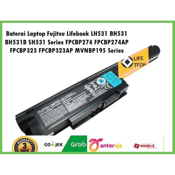 Battery Baterai Laptop Fujitsu Lifebook LH531 BH531 BH531B SH531 Series FPCBP274 FPCBP274AP FPCBP323 FPCBP323AP MVNBP195 Series