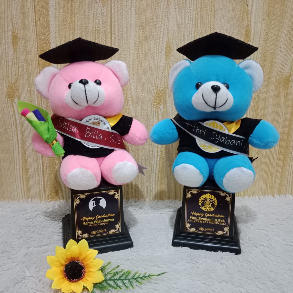 PIALA BONEKA WISUDA / TROPHY BONEKA WISUDA / HADIAH WISUDA / FREE REQUEST NAMA / FOTO DAN LOGO / Boneka Gemoy /