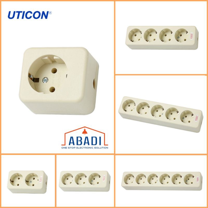 Uticon Stop Kontak OB | Stop Kontak Uticon 3 Lubang | Stop Kontak Luar Tembok | Colokan Luar Tembok