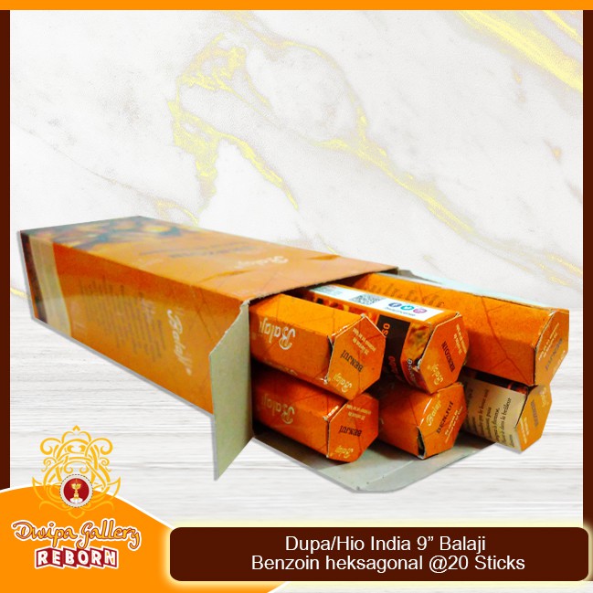 Dupa/Hio Wangi india 9&quot; Balaji Benzoin heksagonal @20 sticks (6pcs/box)