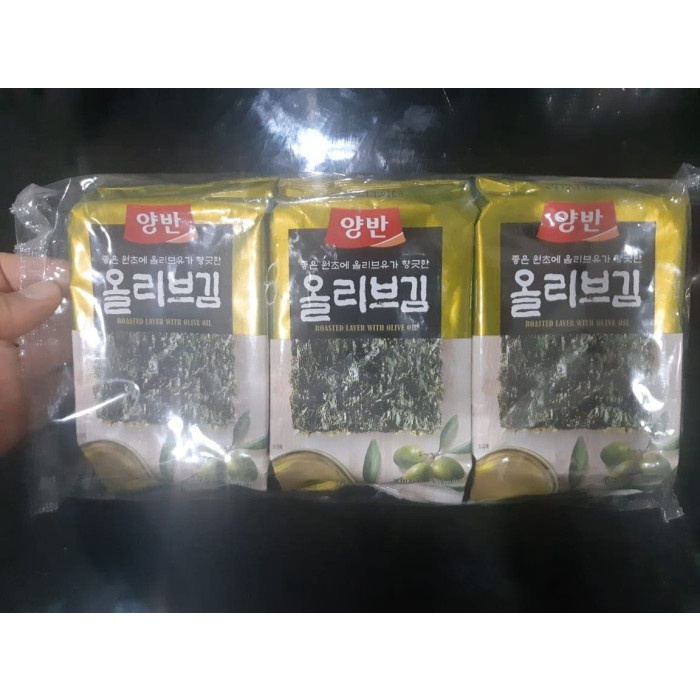 

ds20112s Seasoned Laver With Olive Oil Gim Rumput Laut Yangban 5 Gram 3 Pack Xa20X1