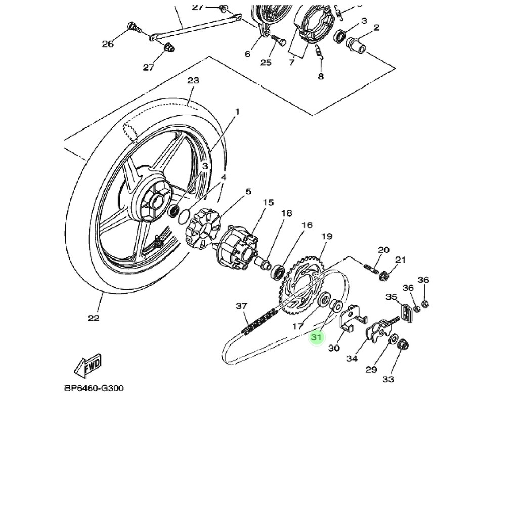 COLLAR BOSH NAP GIR GEAR RODA BELAKANG KIRI RXZ RX Z RZR SCORPIO ORIGINAL 90387-155W2