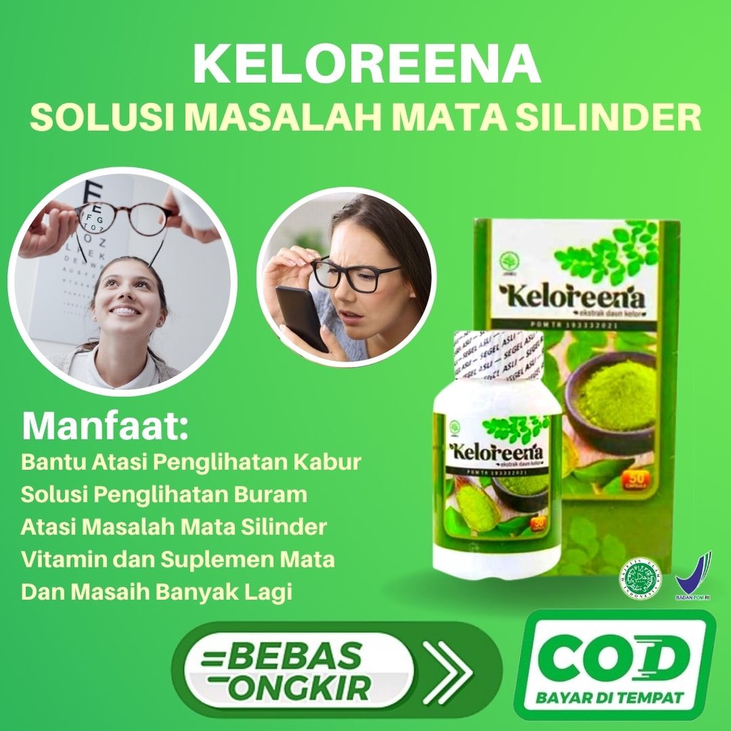 KELOREENA KAPSUL - Obat mata silinder, katarak, glaukoma mata berlemak, floaters Ekstrak Daun Kelor 