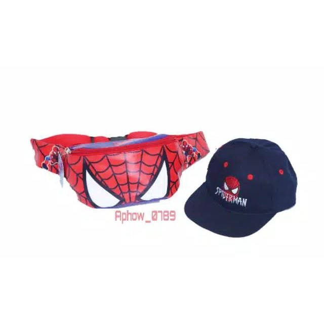 KSO_BAG - Tas Selempang WaistBag Anak Laki-Laki 2In1 Terbaru 2021 Motif Carakter Spiderman Termurah