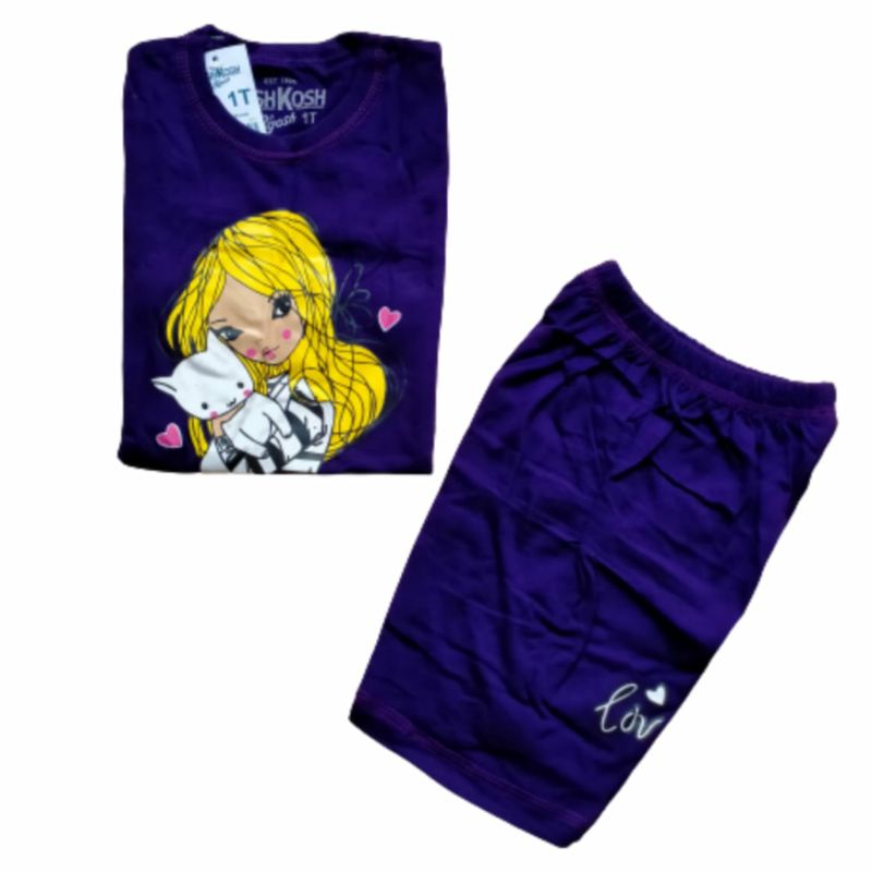 (COD) SET KAOS CUT GIRL USIA 2-6 TH (PILIH WARNA}