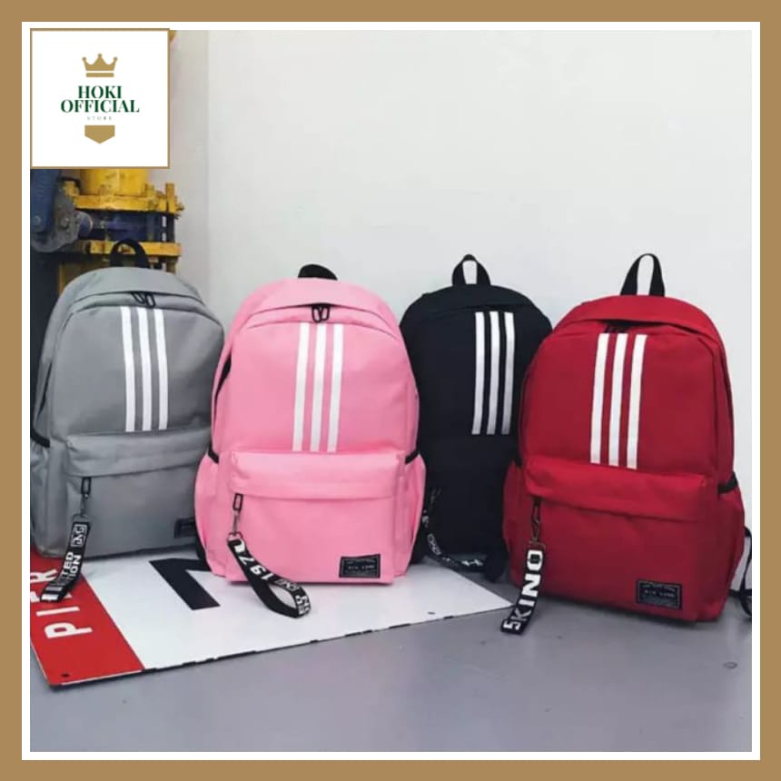 [COD] Ransel Pria Wanita Tas Sekolah Kapasitas Besar Backpack High Quality Murah Bahan Nilon Tas Unisex Warna Solid HokiOfficial