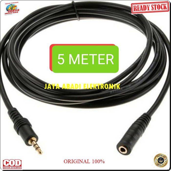 G476 Original Kabel Audio sambungan Extension 3.5 mm 5 meter cable sound system suara male female cewe cowo jack jek perpanjangan cable G476  Bisa di gunakan segala audio -Jack 3.5mm male to female -Panjang Kabel 5 METER -Jack &amp; Lobang Goldplate G476