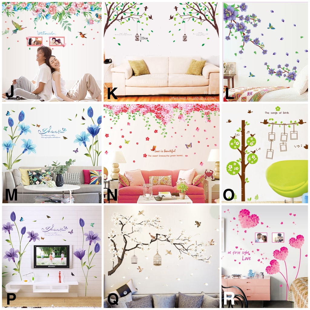 Reliza Wall Sticker Renda Pohon Bunga Sakura Flower Lily Stiker Dinding LDR56