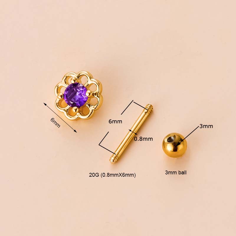 1pc Anting Stud Bentuk Bunga Matahari Hollow Bahan Stainless Steel Dengan Zircon