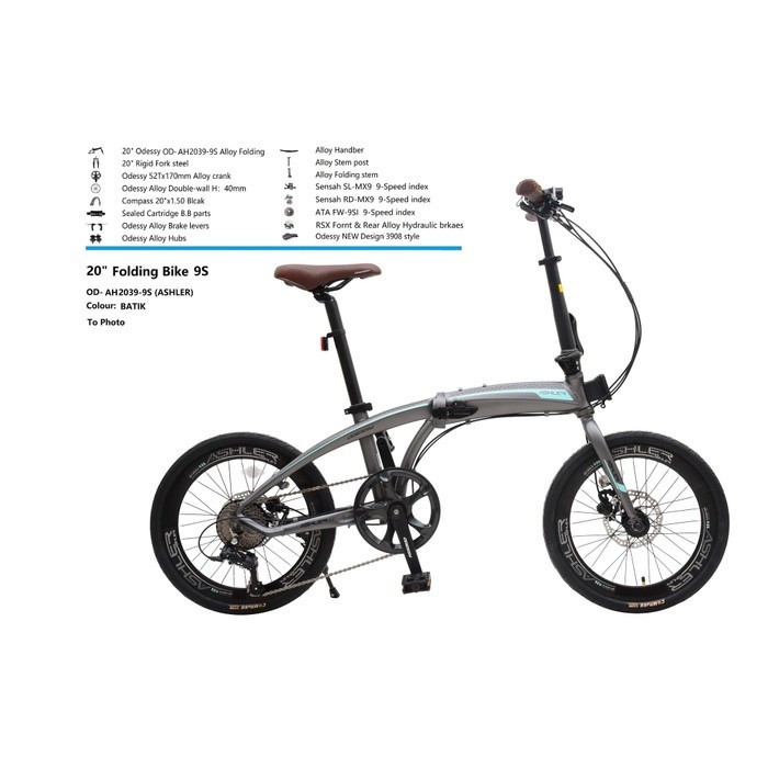 Sepeda Lipat 20" Odessy Ashler - 9 Speed
