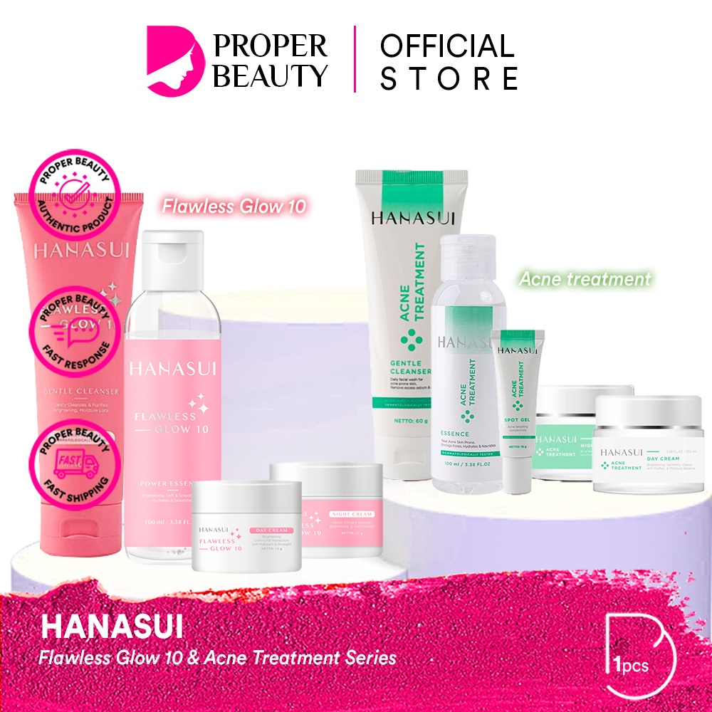 Jual HANASUI Flawless Glow 10 & Acne Treatment Series Indonesia