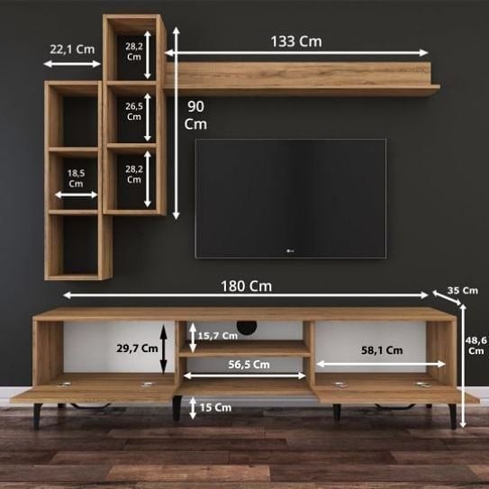MEJA TV DAN RAK BUKU JATI MINIMALIS