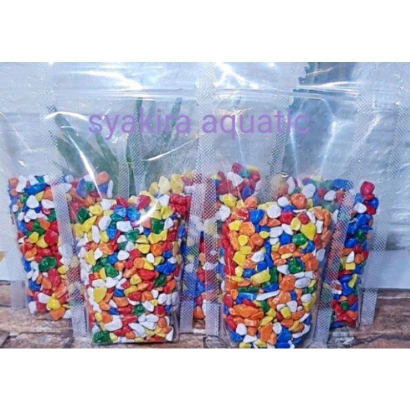batu warna-warni batu hias aquarium batu pot hiasan kaktus batu kaktus 250gr