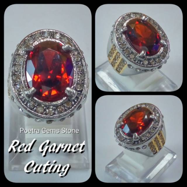 CINCIN PERMATA RED GARNET CUTTING MEWAH &amp; ELEGAN BIG SIZE