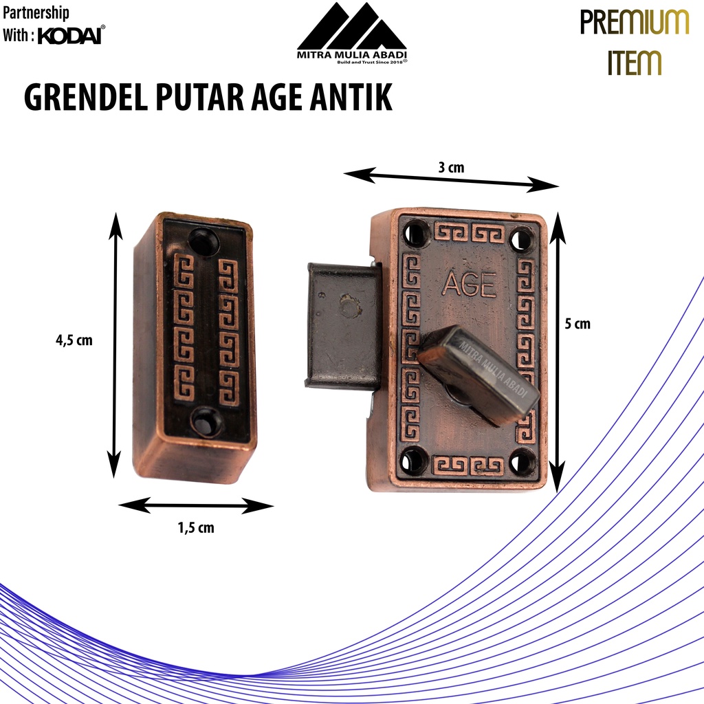 Grendel Putar Slot Pintu/Lemari 5cm I By AGE I Fullset