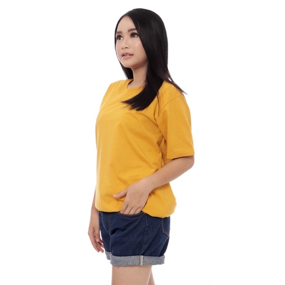 (TEBAL) KAOS POLOS KUNING MUSTARD SOLID COTTON COMBED 24S PRIA DAN WANITA BASIC DISTRO