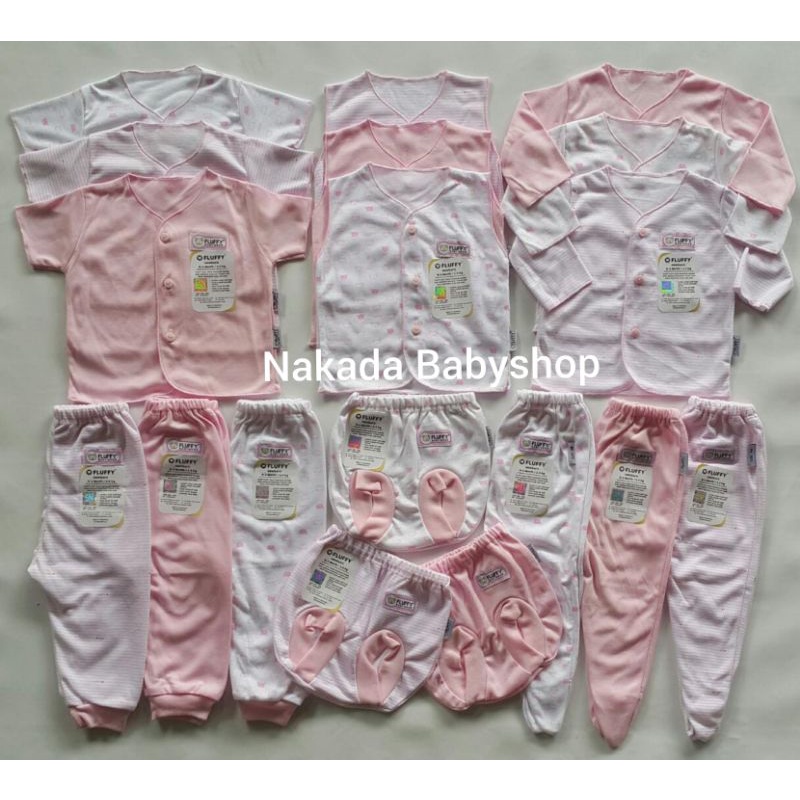 FLUFFY PERLENGKAPAN BAYI BARU - PAKET BAJU BAYI NEWBORN PINK SERIES