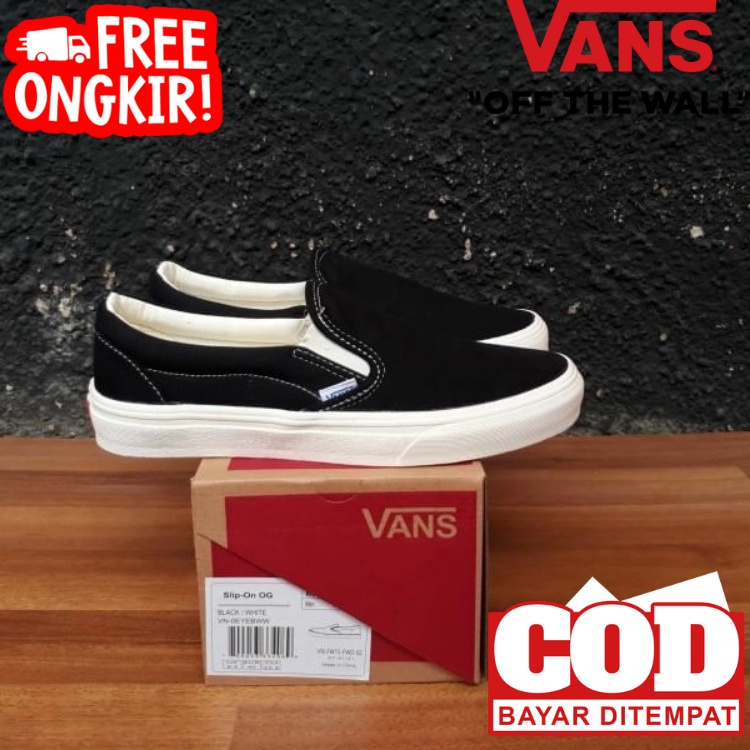 Vans Slip On Steadmen Fish Tuna Kualitas Premium / Vans slip On OG Black white premium Original