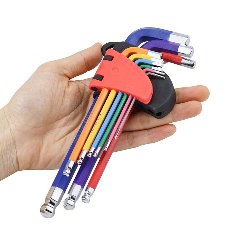 Set 9pcs Kunci L Anti Slip Hexagonal Screwdriver Hex Key Wrench