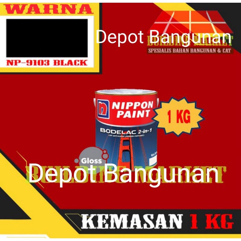 

Cat Besi Nippon Paint Bodelac 2 IN 1 9103 BLACK 1 KG