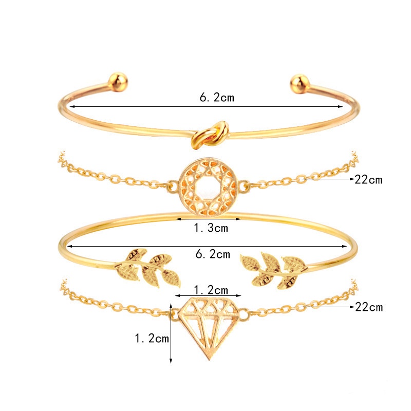 Set Gelang Multilayer Bentuk Berlian Bahan Alloy Gaya Korea Untuk Wanita