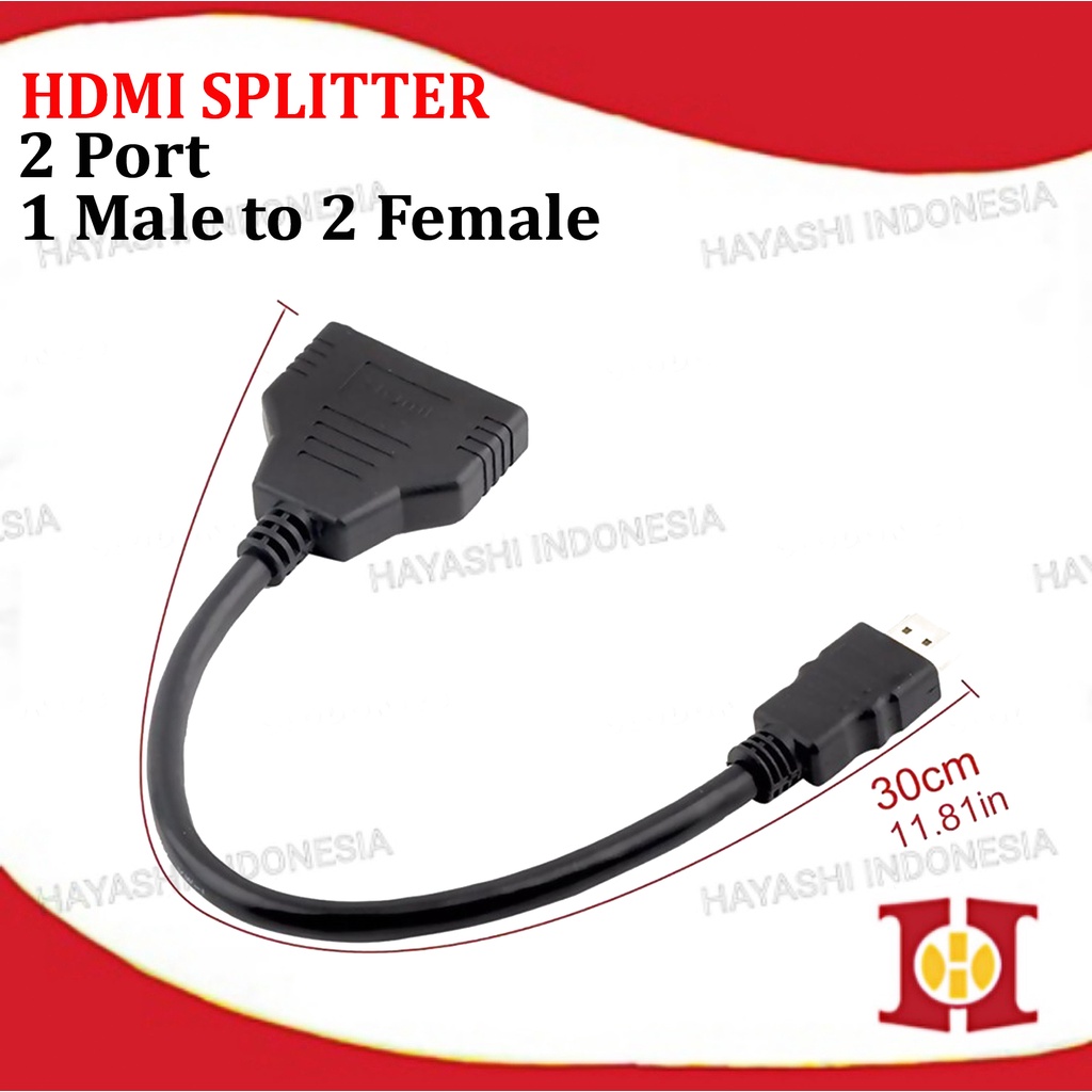 Kabel Cable HDMI Splitter 1 Input Male to 2 Output Female FULL HD 1080