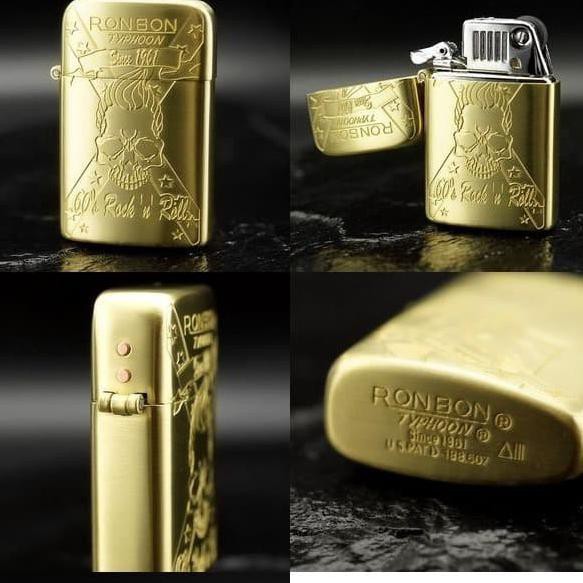 Korek Api Jepang Ronson Typhoon Skull Gold Limited Satiregram