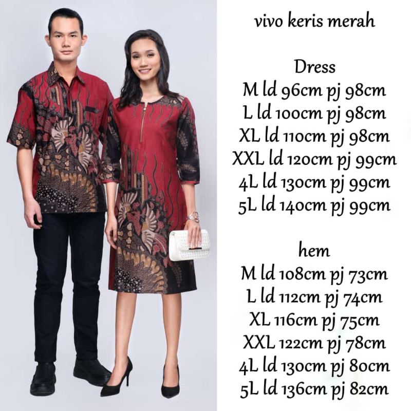 Couple Dress Sarimbit Batik VIVO KERIS baju pasangan rok blus cantik ukuran jumbo