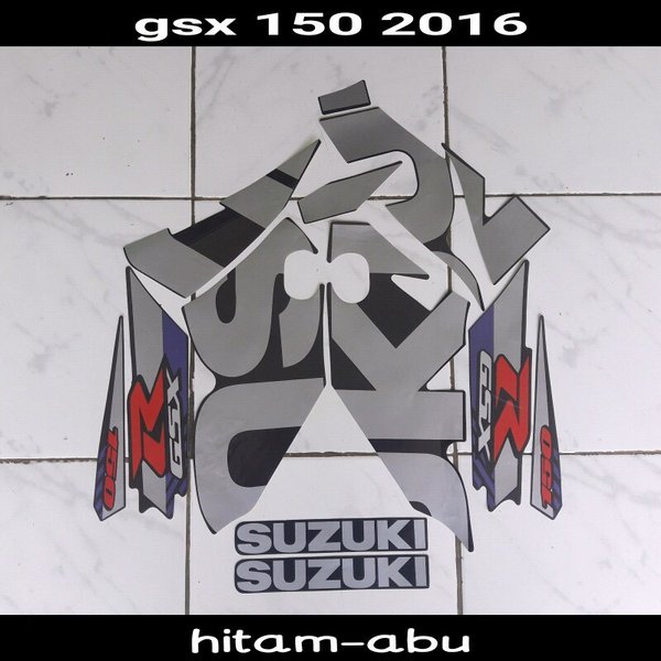 stiker motor gsx 150r 2016 hitam-abu