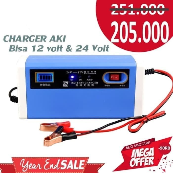 Charger Aki, Cas Aki Otomatis 10A Bisa Cas Sampai Aki 100 Ampere - Biru