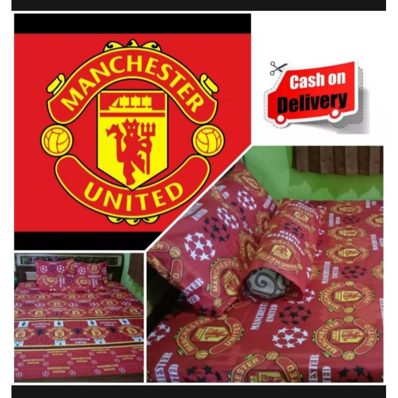 (BISA COD) SPREI MOTIF BOLA MANCHESTER UNITED ukuran 180X200