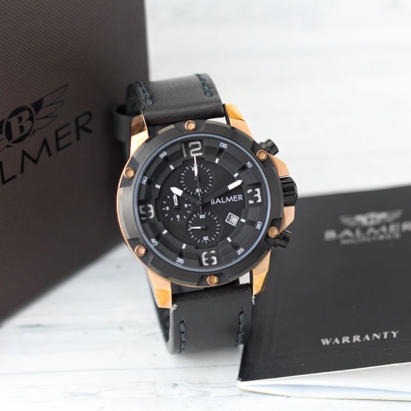 Jam tangan Balmer 7979 Tali kulit rs gold original pria