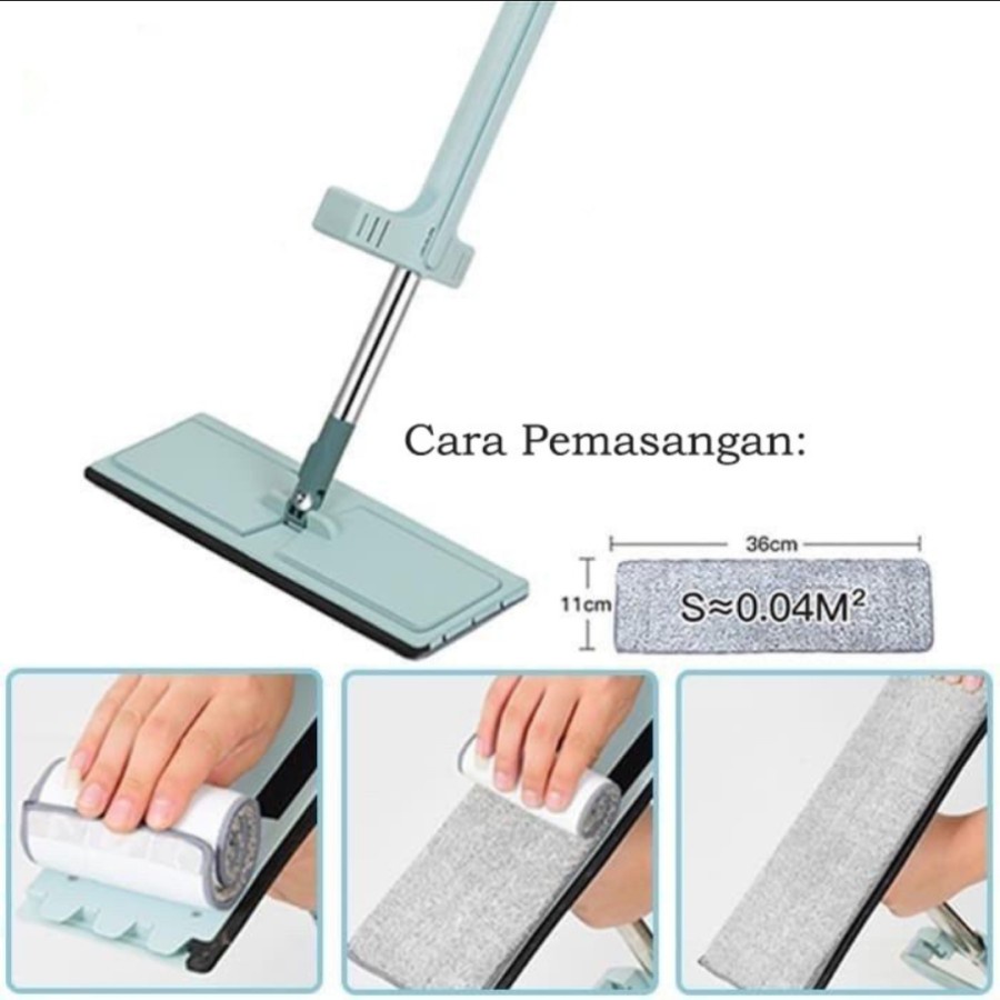 EM Alat pel lantai magic flat mop alat pel lantai tarik