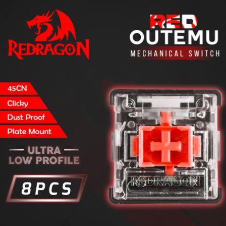 Switch mechanical redragon outemu 8pcs ultra low profile dustproof blue red brown roms-dpulp rd bl br