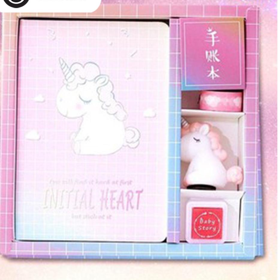 

Special - Set Note Book Unicorn Buku Diary Pony Pen Stempel Kado Unik Lucu !