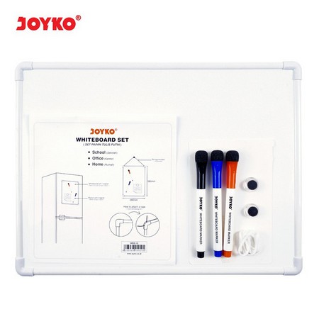 JOYKO WHITE lBOARD SET - PAPAN TULIS PUTIH WBS 10 INCLUDE MARKER / ERASER / MAGNET PORTABLE KECIL RINGAN