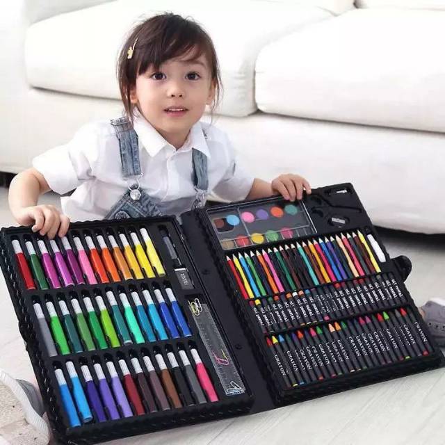 150 pcs pensil warna alat tulis set crayon colouring set 150 pcs art set