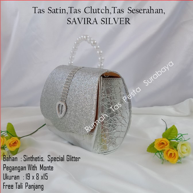 Tas Satin,Tas Clutch,Tas Seserahan,SAVIRA SILVER