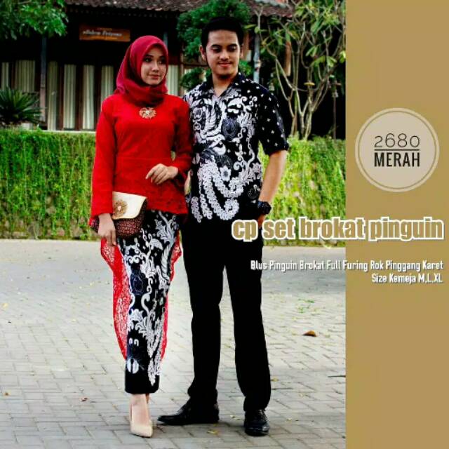 KEBAYA BRUKAT PINGUIN 2680 - Batik couple kebaya jadi atasan brokat pakaian muslim btc solo