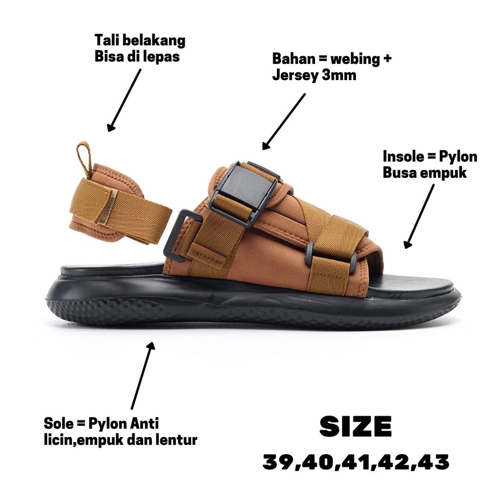 LETSIE CARAMEL |ManNeedMe x Greata| Sandal Gunung Pria Outdoor Sendal Travelling ORIGINAL