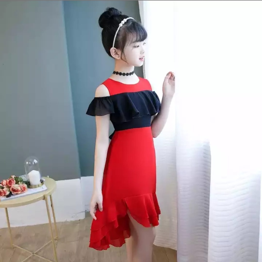 INV - DRESS ANAK KOREA ZILVIA  MG/ COMBI SIFON / UMUR 7-12 TAHUN/TERBARU/ KOREA/BANGKOK