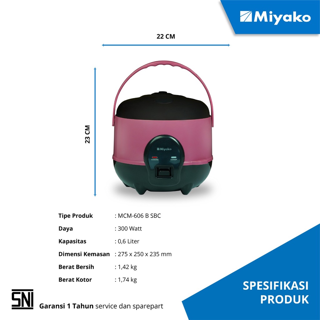 MIYAKO MCM 606 B SBC MAGIC COM 0.6 LITER / RICE COOKER / MCM606BSBC