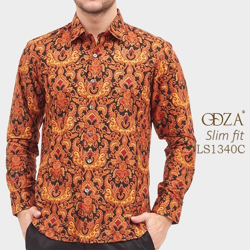 Odza Kemeja Batik Pria Baju  Batik Lengan  Panjang  Atasan  