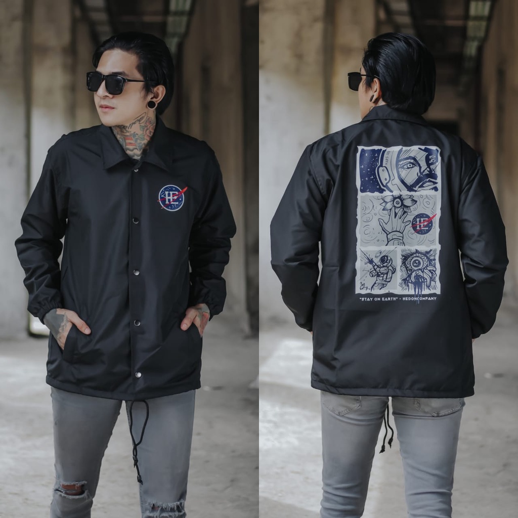 JAKET PRIA - JAKET COACH SALVIO HEXIA - JAKET WINDBREAKER - JAKET PARASUT PRIA - JAKET PARASUT-Hitam Nasa