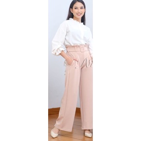 Celana Premium Scuba Import | Celana Kulot High Waist Office Pants Import | Wide Leg Free belt