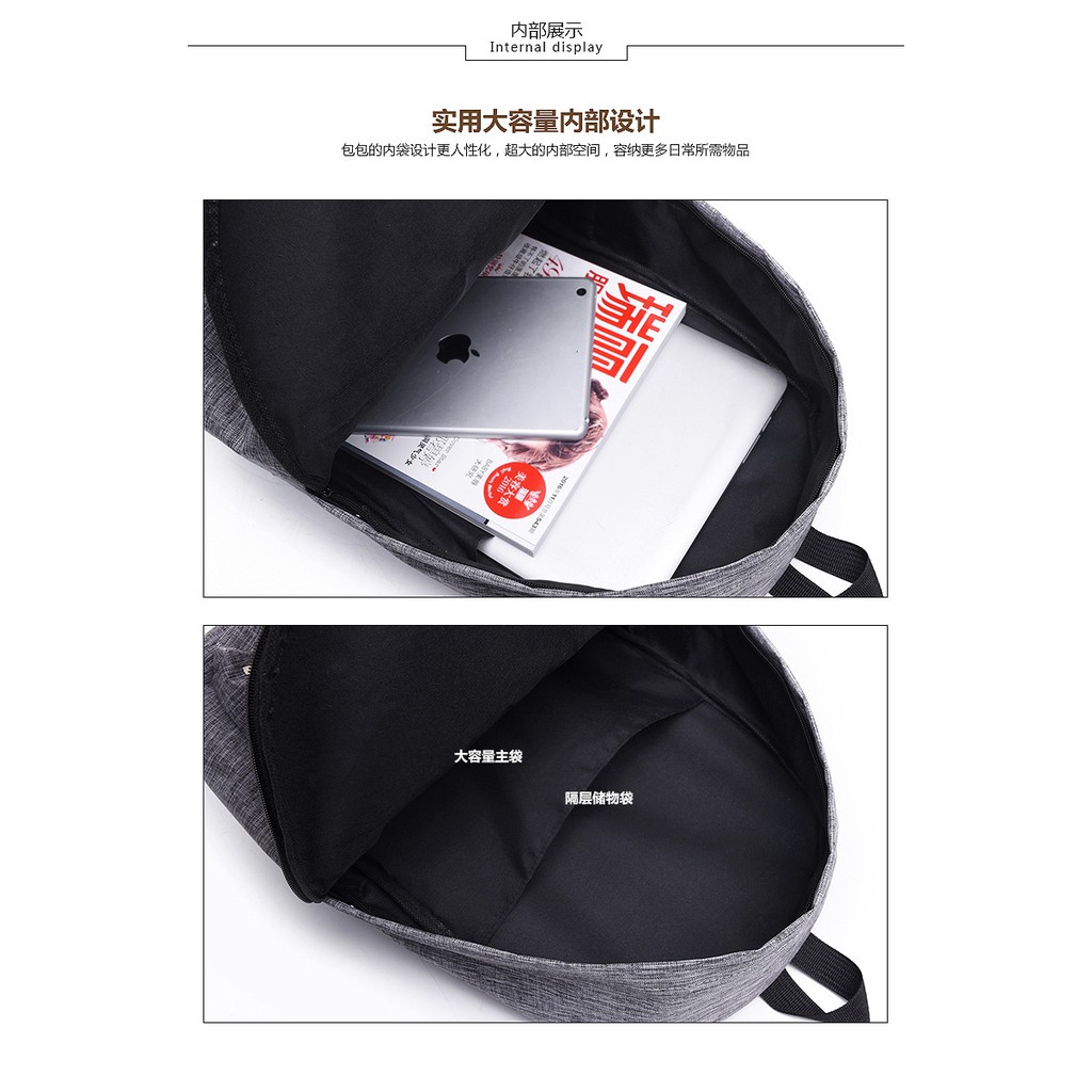 BP01 Korea Casual Canvas Backpack Pria Wanita / Tas Kuliah Sekolah M613